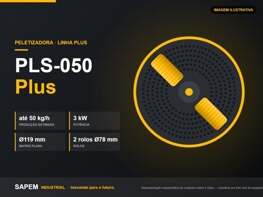 Peletizadora SAPEM PLS-050 Plus — até 50 kg/h — imagem ilustrativa