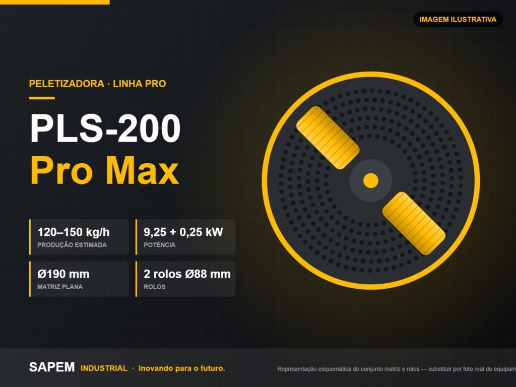 Peletizadora SAPEM PLS-200 Pro Max — 120–150 kg/h — imagem ilustrativa